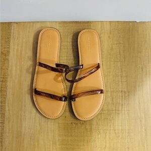 American Eagle Outfitters Tan Slide Sandals with Tortoiseshell Straps
